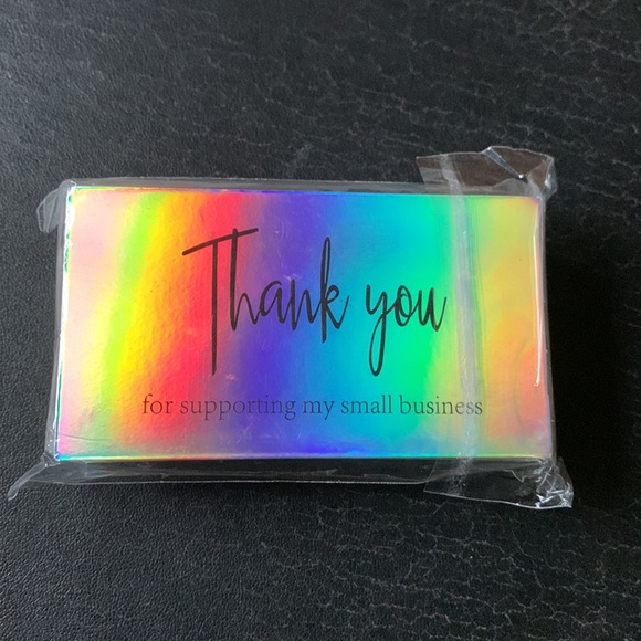 50 PK Metallic Rainbow Thank You Cards / Package Inserts 50 Pk - Picture 5 of 7